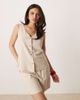 JDY JDY tie waist linen mix shorts in beige - part of a set-Neutral - 1