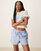 JDY JDY tie waist shorts in blue stripes - 1