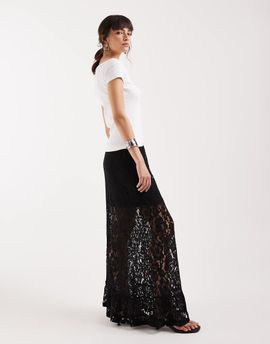 JDY JDY tiered lace maxi skirt with lining in black