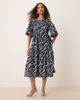 JDY JDY tiered short sleeve midi dress in navy zebra print - 1