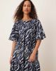 JDY JDY tiered short sleeve midi dress in navy zebra print - 2