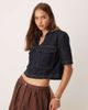 JDY JDY v-neck boxy denim top in dark blue - 1