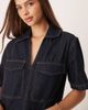 JDY JDY v-neck boxy denim top in dark blue - 4
