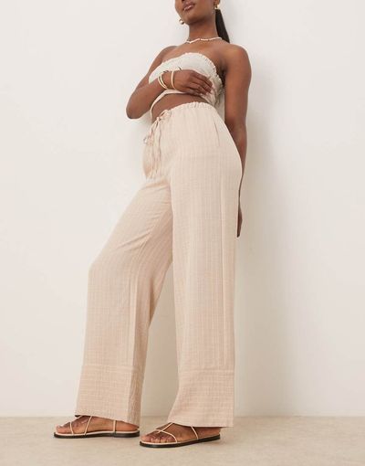 JDY JDY wide leg pants in beige stripes-Neutral