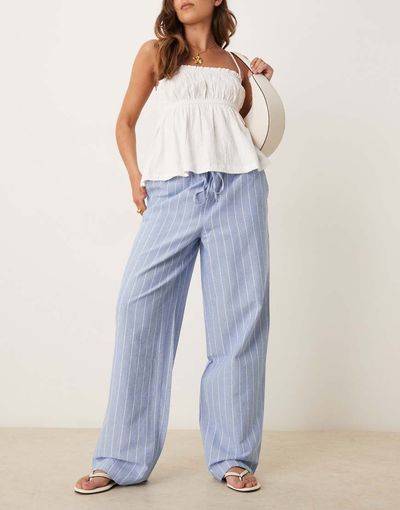 JDY JDY wide leg pants in light blue stripes