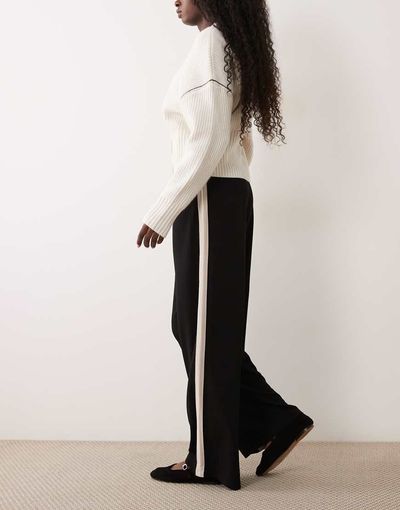 JDY JDY wide leg pants with side stripe in black