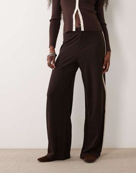 JDY JDY wide leg pants with side stripe in brown
