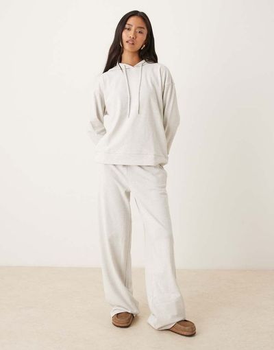 JDY JDY wide leg sweatpants in light gray - part of a set-Neutral