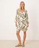 JDY JDY wrap kimono dress in beige with green palm print - 1