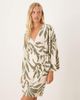 JDY JDY wrap kimono dress in beige with green palm print - 4