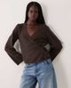 JDY JDY wrap knit cardigan in chocolate melange-Brown - 2