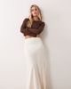 JDY Petite JDY Petite a-line satin maxi skirt in cream-White - 1