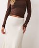 JDY Petite JDY Petite a-line satin maxi skirt in cream-White - 4