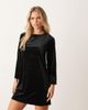 JDY Petite JDY Petite back bow detail velvet mini dress in black - 2