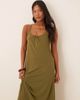 JDY Petite JDY Petite back tie maxi dress in olive green - 3