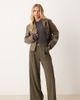 JDY Petite JDY Petite belt detail wide leg pants in khaki-Green - 1