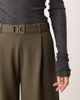 JDY Petite JDY Petite belt detail wide leg pants in khaki-Green - 4