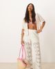 JDY Petite JDY Petite crochet wide leg pants with short inserts in white - 1