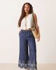 JDY Petite JDY Petite embroidery detail cropped pants in mid blue wash - 1