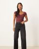 JDY Petite JDY Petite Felina high waist wide leg jeans in black denim - 1