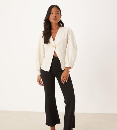 JDY Petite JDY Petite high waist flared pants in black