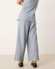JDY Petite JDY Petite high waist pleated wide leg pants in dusty blue - part of a set - 3