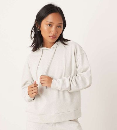 JDY Petite JDY Petite jersey hoodie in light gray - part of a set-Neutral
