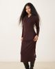 JDY Petite JDY Petite knit polo maxi dress in chocolate brown - 1