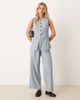 JDY Petite JDY Petite longline button up vest in dusty blue - part of a set - 2
