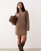 JDY Petite JDY Petite plisse fluted sleeves mini dress in light brown - 1
