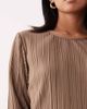JDY Petite JDY Petite plisse fluted sleeves mini dress in light brown - 4