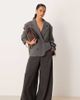 JDY Petite JDY Petite pull-on wide leg pants in charcoal pinstripe-Gray - 1
