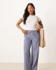JDY Petite JDY Petite seersucker wide leg pants in blue gingham - 1