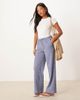 JDY Petite JDY Petite seersucker wide leg pants in blue gingham - 3