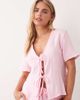 JDY Petite JDY Petite short sleeve tie front cheesecloth shirt in pink - part of a set - 1