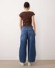 JDY Petite JDY Petite Susie mid waist barrel leg jeans in mid blue - 2