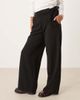 JDY Petite JDY Petite tailored wide leg pants with tie detail in black - 4