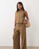 JDY Petite JDY Petite textured vest in brown - part of a set - 1
