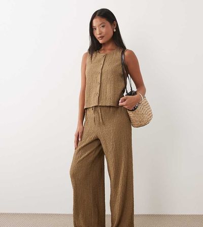 JDY Petite JDY Petite textured vest in brown - part of a set