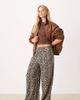 JDY Petite JDY Petite textured wide leg pants in leopard print-Neutral - 1