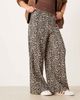 JDY Petite JDY Petite textured wide leg pants in leopard print-Neutral - 2