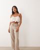 JDY Petite JDY Petite wide leg cheesecloth pants in beige-Neutral - 1