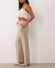 JDY Petite JDY Petite wide leg cheesecloth pants in beige-Neutral - 2