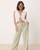 JDY Petite JDY Petite wide leg cheesecloth pants in sage green - 1