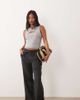 JDY Petite JDY Petite wide leg cheesecloth pants in washed black - 1