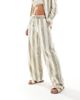 JDY Petite JDY Petite wide leg linen mix pants in sage and white stripe - part of a set-Multi - 2