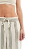 JDY Petite JDY Petite wide leg linen mix pants in sage and white stripe - part of a set-Multi - 3