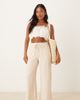 JDY Petite JDY Petite wide leg linen mix pants in stone-Neutral - 1