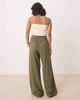 JDY Petite JDY Petite wide leg linen pants in khaki-Green - 2