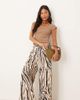 JDY Petite JDY Petite wide leg pants in abstract zebra print-White - 1
